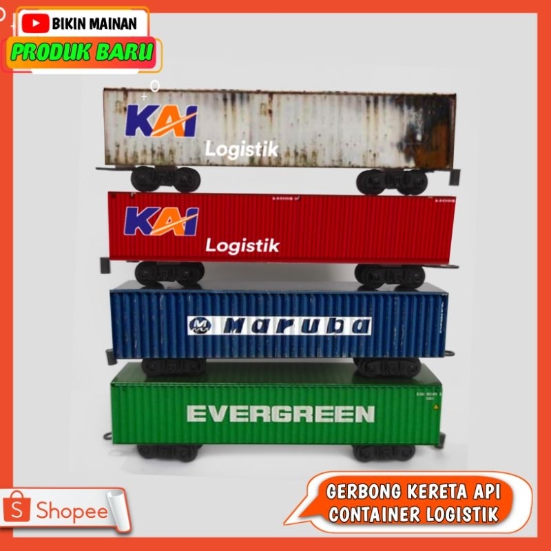 Mainan kereta api gerbong kontainer kereta api Indonesia (handmade)