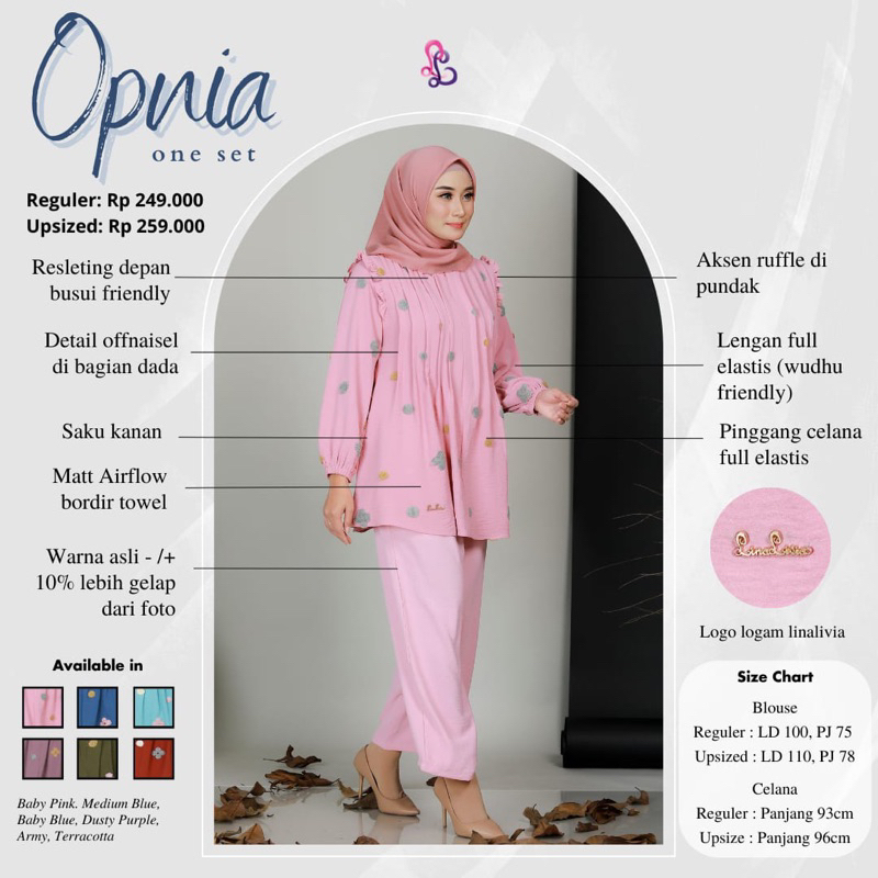 One Set Opnia Lina Livia Setelan dewasa