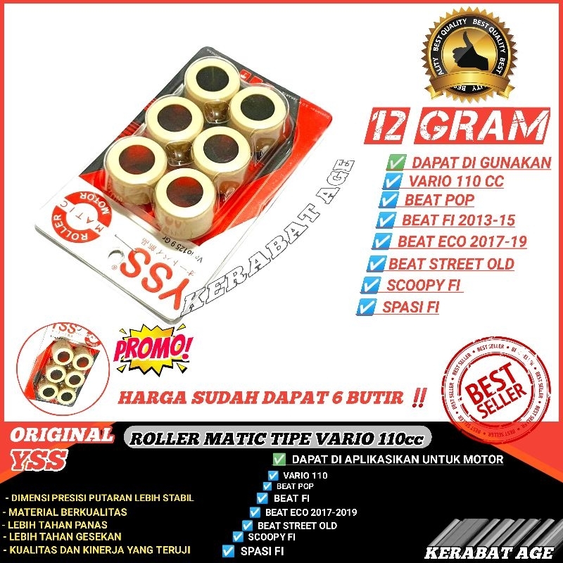 12 GRAM ROLLER ROLER LOLER VARIO 110 BEAT ESP BEAT FI SCOOPY FI GR Original
