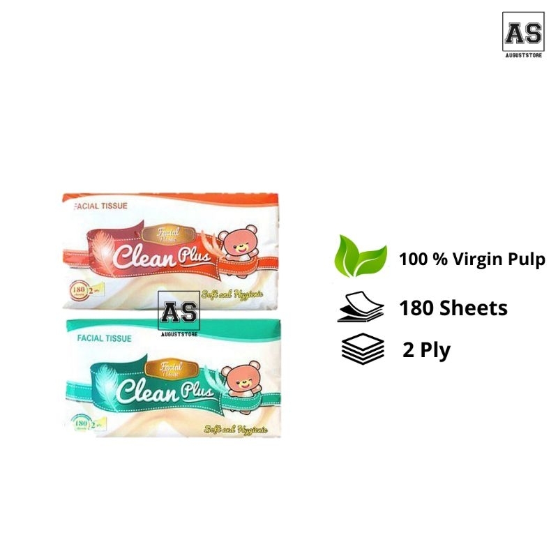 Tissue Facial Cleanplus 180 Sheets 2 Ply