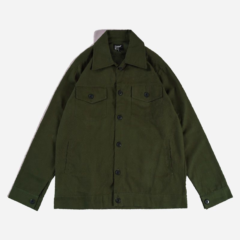 [N01103] Jaket Kanvas Motif Distro Twill Tebal