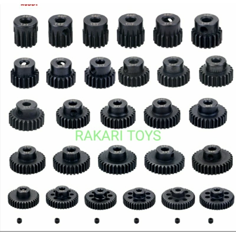 Pinion Gear Metal Rc 48DP Shaft 3.17mm 13T - 26T