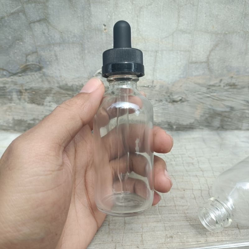 Botol pipet kaca 60ml bening / Amber / botol pipet tetes essential oil