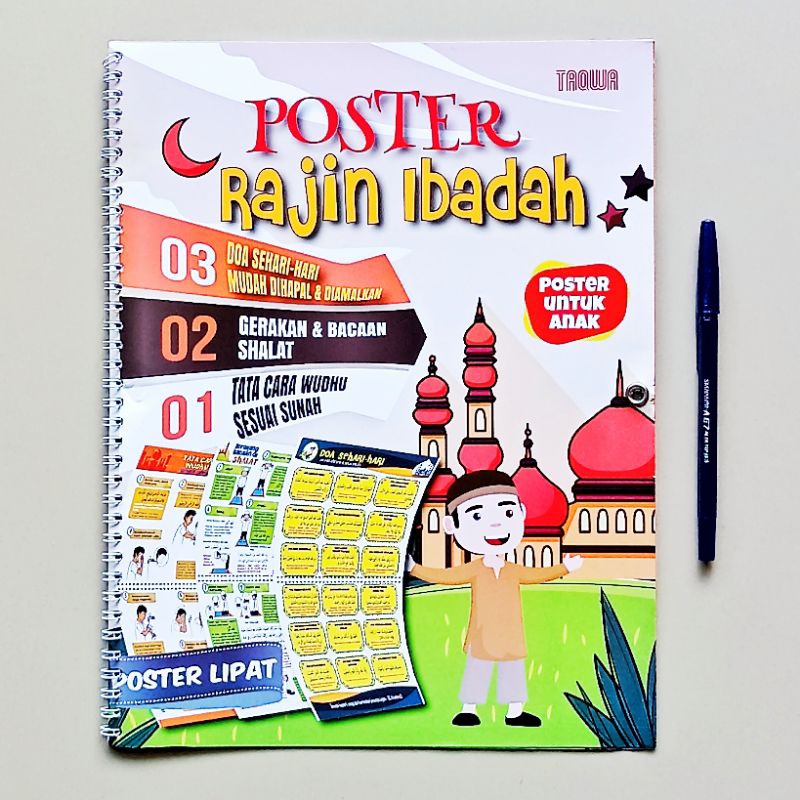 

BUKU / POSTER LIPAT RAJIN IBADAH BELAJAR SHOLAT WUDHU DAN DOA UKURAN BESAR