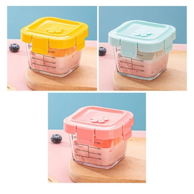 Tempat Mpasi Kaca Wadah Mpasi Kaca Penyimpanan Mpasi Glass Baby Food Container Kotak Mpasi Kaca BPA Free Food Container Glass Tempat Penyimpanan Makanan Mpasi