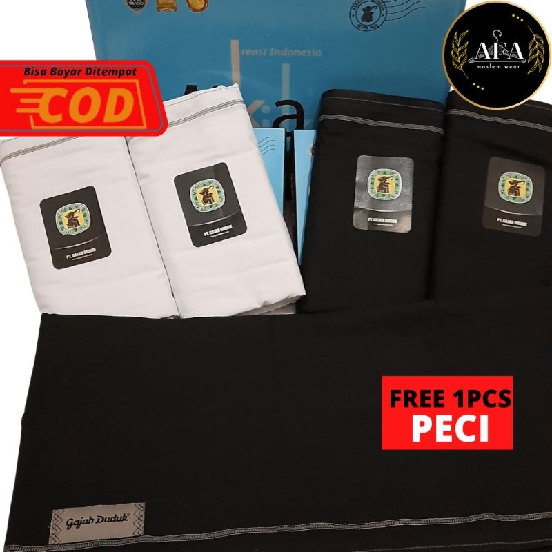 COD sarung gajah duduk putih hitam polos non tumpal sarung gajah duduk songket sarung  hitam polos s