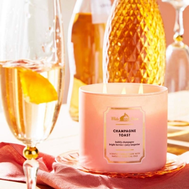 BATH &amp; BODY WORKS BBW CHAMPAGNE TOAST 3-WICK SCENTED CANDLE 411 G