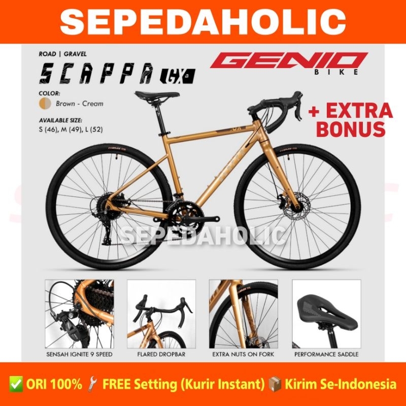 Sepeda Gravel GENIO SCAPPA GX 2023 Alloy 700C 18 Speed Roadbike Balap