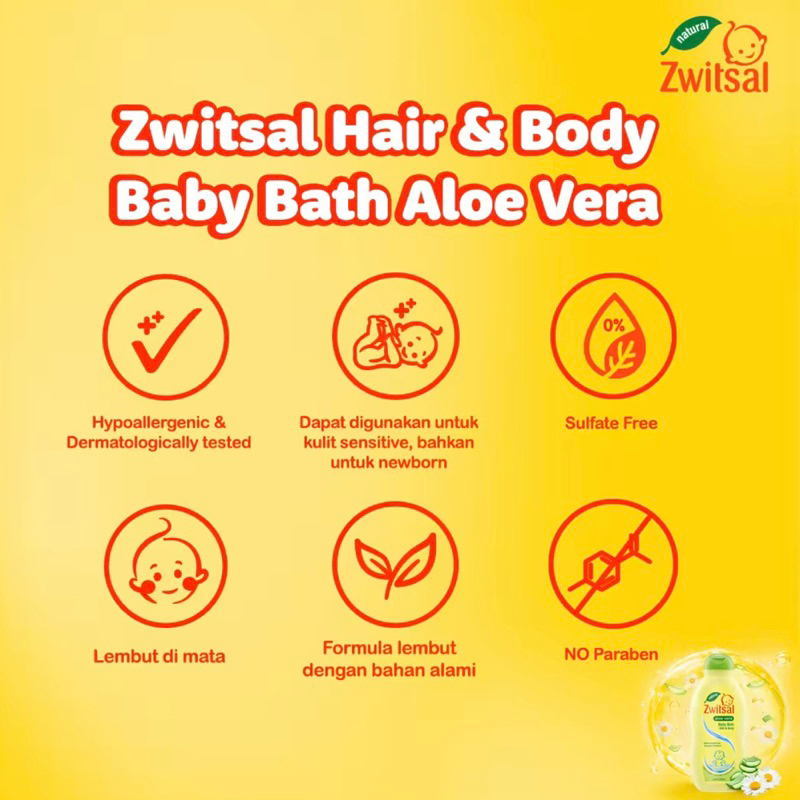 ZWITSAL Natural Baby Bath 2in1 2 in 1 Hair &amp; and Body Boyol Pump 300ML 300 ML Sabun Shampo AntiBacterial Termurah Original Asli Ori