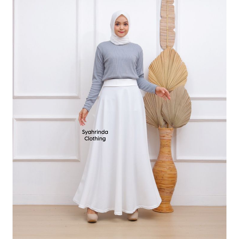 Rok Panjang Polos Lebar Twist Premium Bawahan Klok Mayung Import