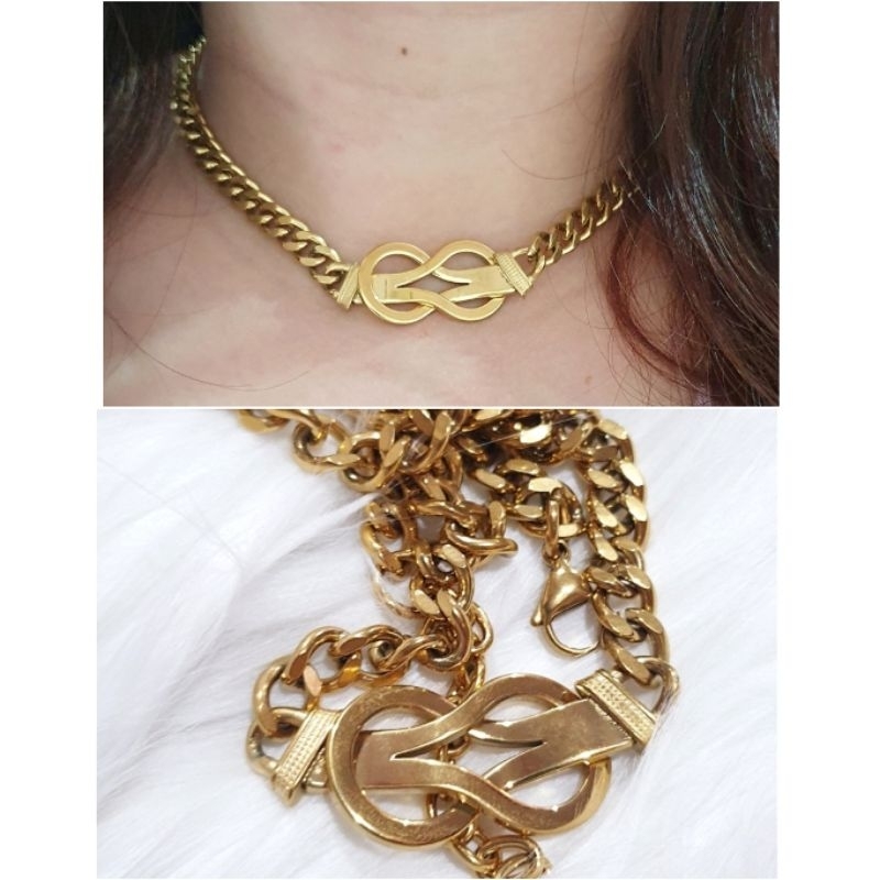 Kalung Titanium asli Stainless steel Gold anti karat anti alergi Premium Quality 050