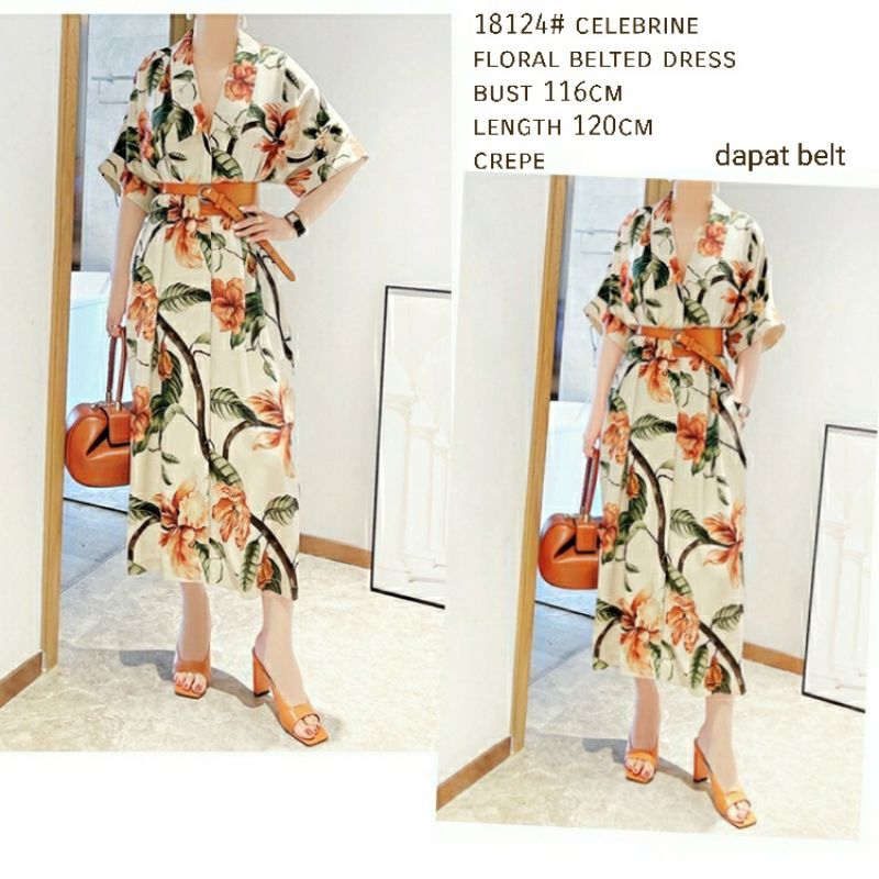 1812 Pakaian baju Maxi dress dres lengan pendek motif bunga cantik manis model kimono santai pantai 