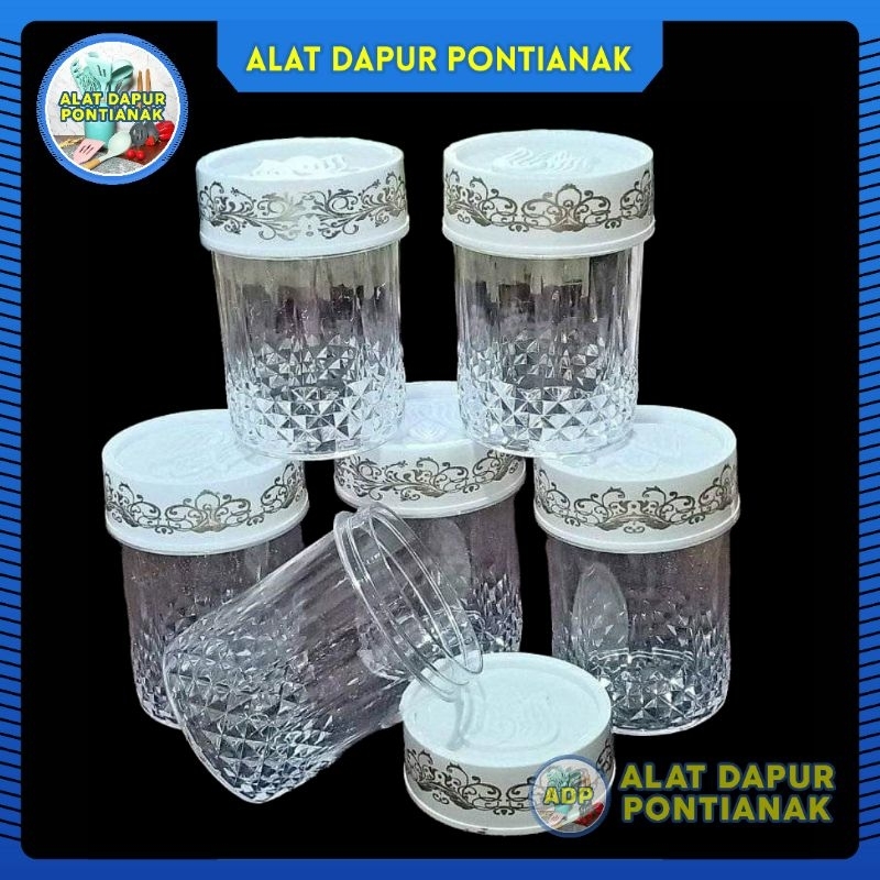 Set 6Pcs Toples 1kg Pyrex Lilia Akrilik Acrylic Bening Toples Mewah Elegan Kue Candy Cantik Lebaran 