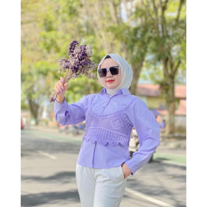 Atasan import vest rajut lilac