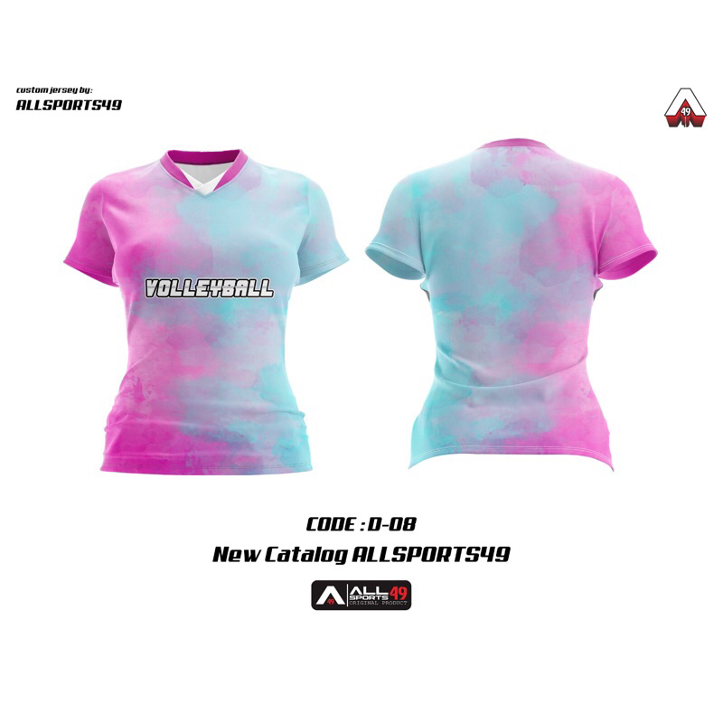 Jersey Voli Cewek Fullprint Atasan Kaos Voli Wanita