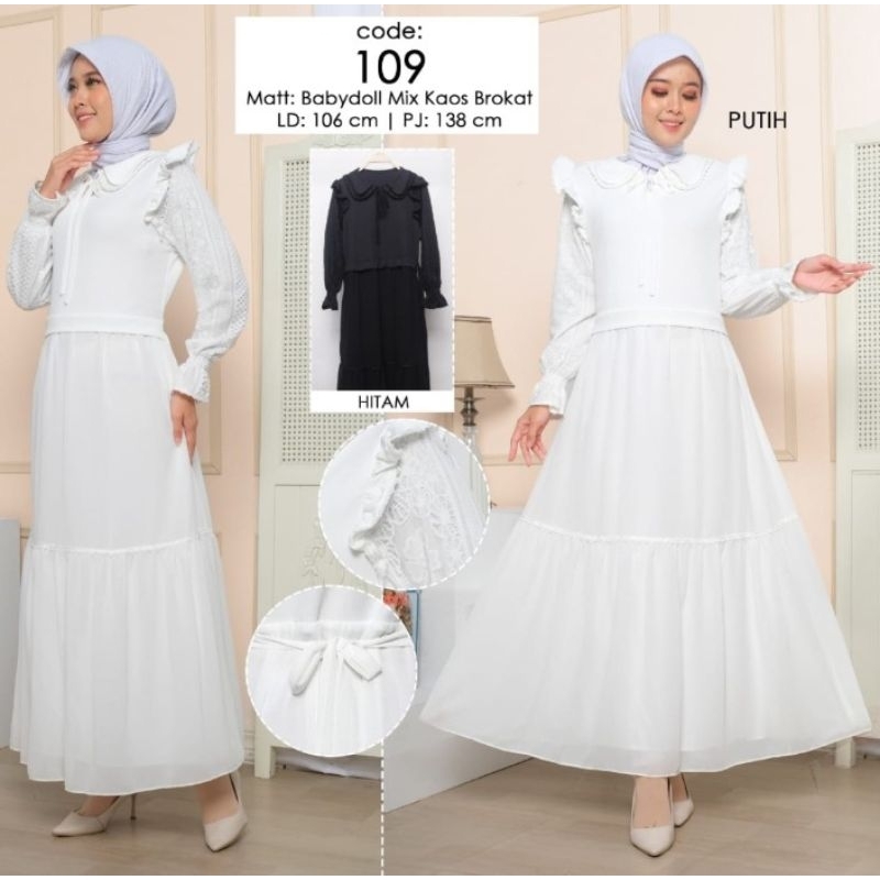 GAMIS POLOS TERBARU / GAMIS CERUTY PUTIH TERKINI / GAMIS SIFON KOMBINASI KAOS / GAMIS  LENGAN KERUT 