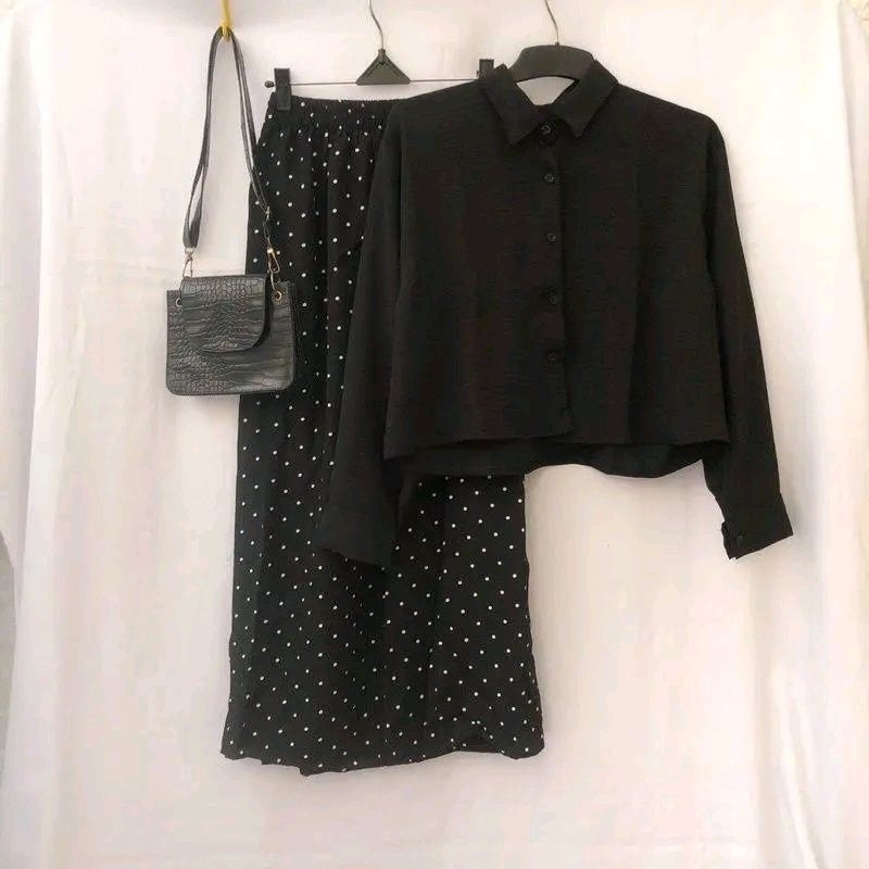 SGUARE SET DAN ROK PLISKET POLKADOT