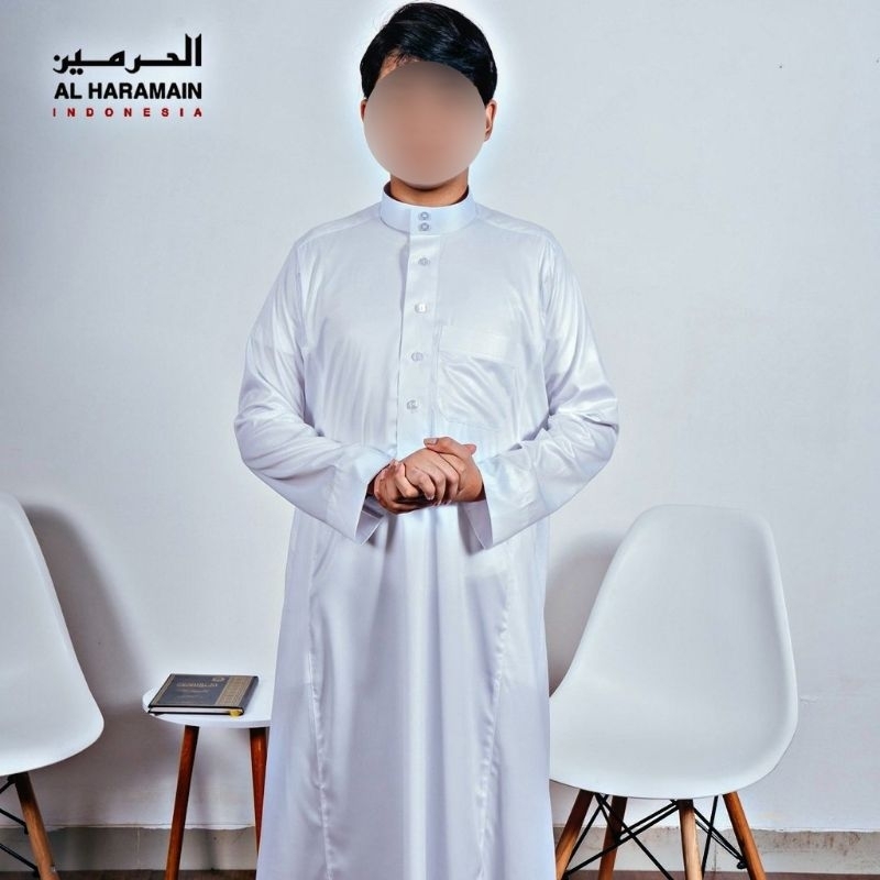 Jubah Pria Al Haramain Polyester Putih Polos