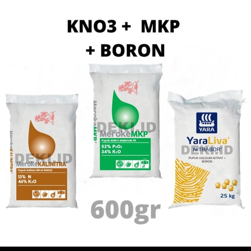 paket hemat pupuk MKP, KNO3 PUTIH DAN BORON 3 in 1 untuk tanaman