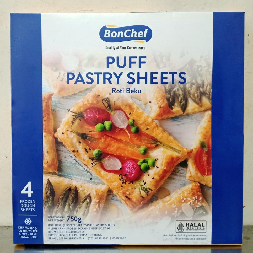 

BONCHEF PUFF PASTRY SHEET 750g (isi 4 lembar @187.5g)