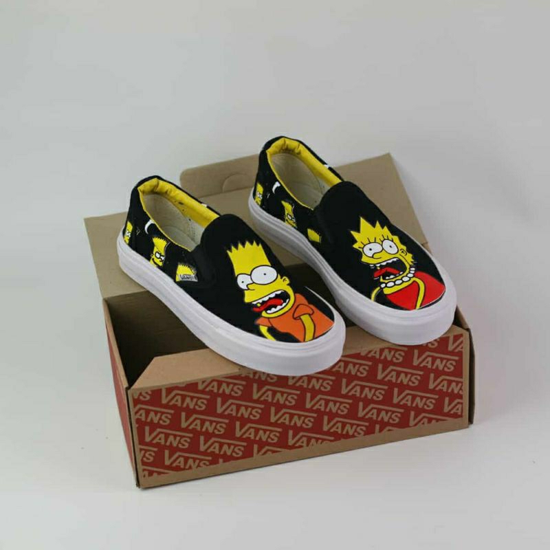 Sepatu Vans Slip On The Simpsons Homer&amp;Bart Premium Quality Made In China