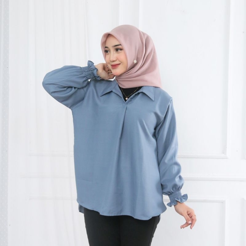 Kemeja Blouse Wanita V Neck Shakila Blouse Shakila Korean Style Kemeja Kerja Wanita