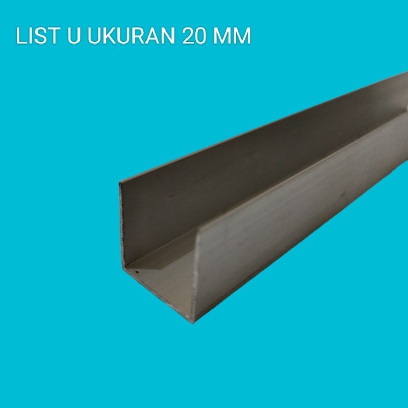 LIST U ALUMUNIUM BUAT TALI AIR UKURAN 2 CM X 2CM BAGUS