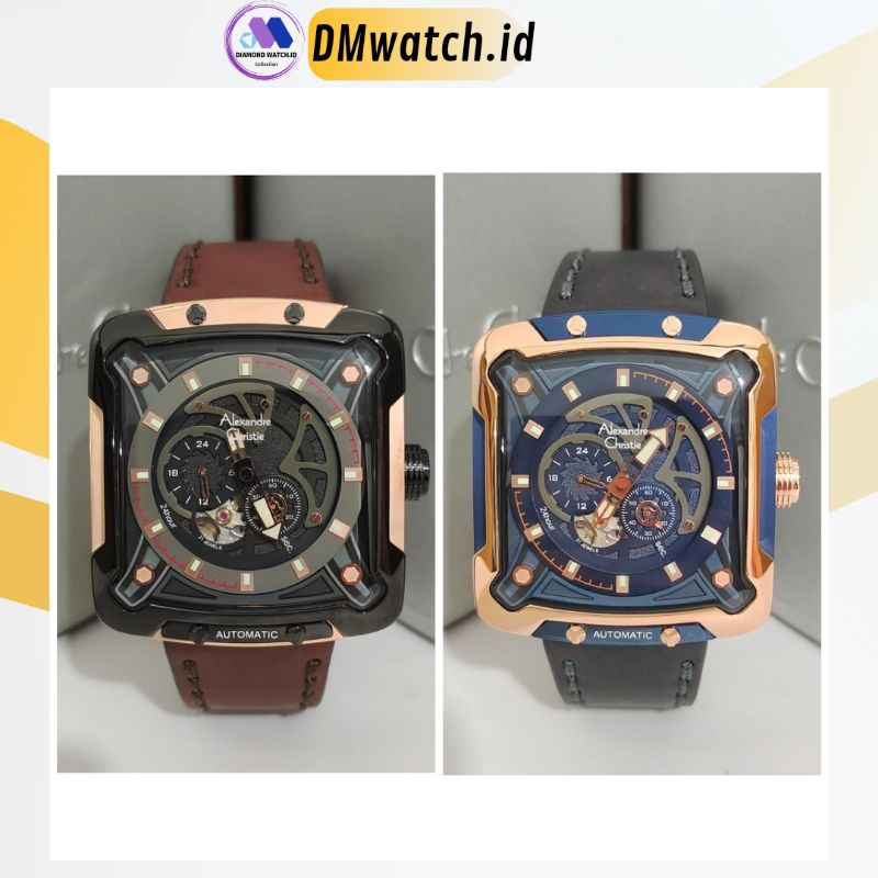 Jam Pria Alexandre Christie AC3039 AC 3039 Automatic Leather Strap Original Garansi Resmi