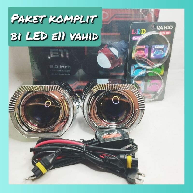 biled Vahid e11|paket komplit|3 inch purple lens|LED projector