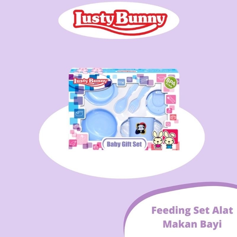 Lusty Bunny Baby Gift Set LB1419 Peralatan Makan isi 6pc - Lustybunny Feeding Set Bayi - Lusty Buny Kado Hadiah Bayi Baru Lahir Newborn