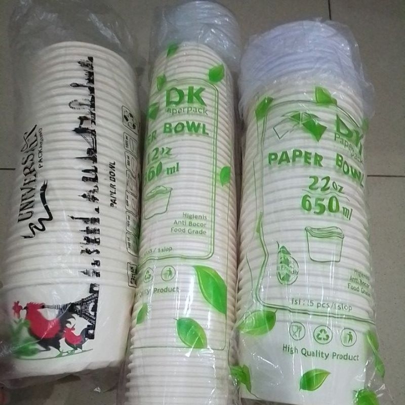 Paper bowl dan mangko bakso ayam include tutup 360ml / 650 ml isi 25/50pcs