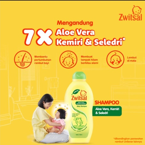 Zwitsal Natural Baby Shampoo Aloe Vera, Kemiri &amp; Seledri 100ml Buy 1 Get 1