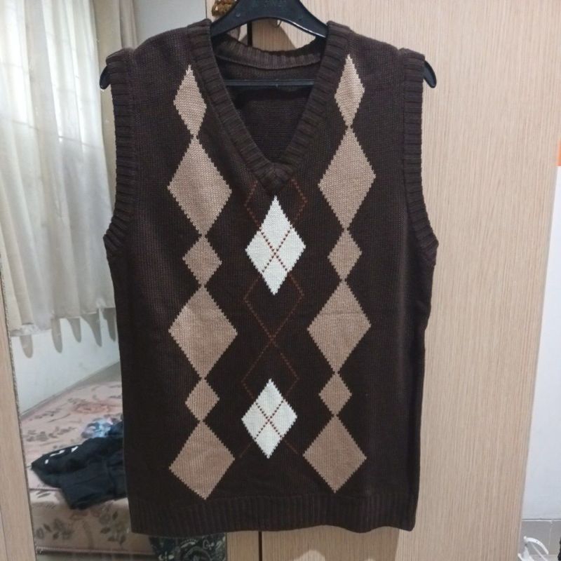 Brown Argyle Vest