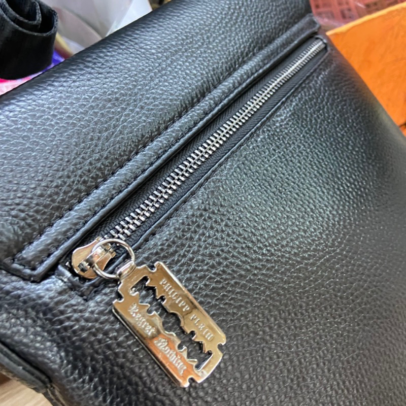 Tas selempang pria kulit asli Philip plein import tas slempang pria