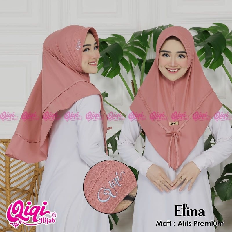 [ Qiqi Hijab ] ELINA••Hijab instan pet pita••hijab airish premium