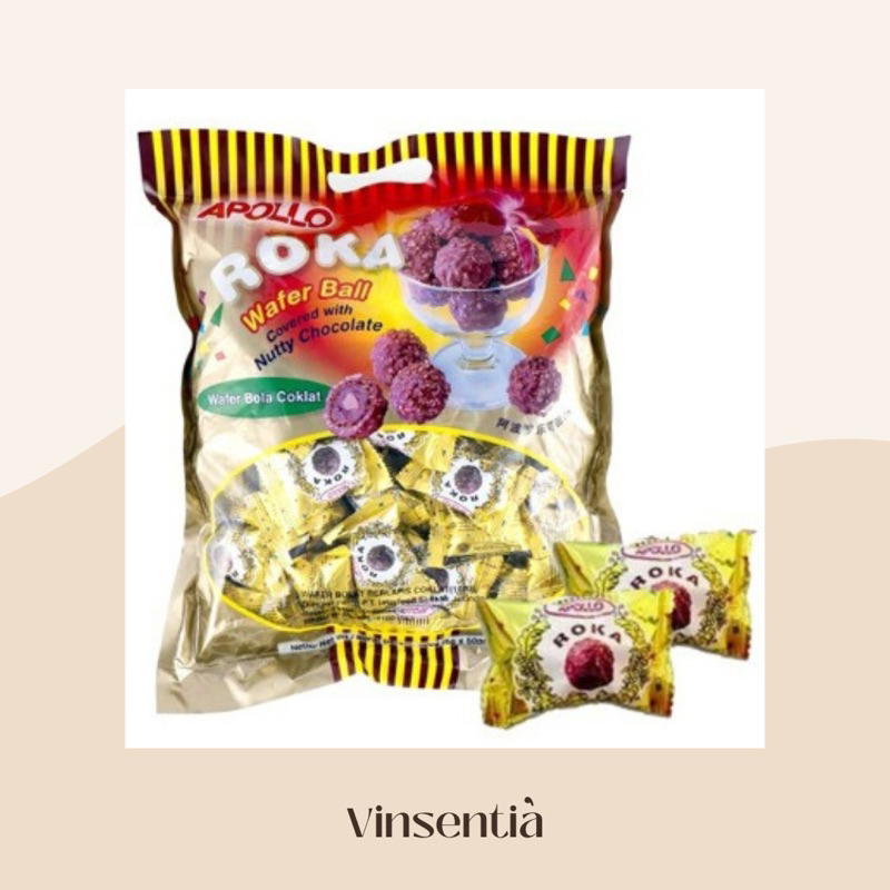 VINSENTIA Roka Wafer Ball Cokelat Murah 50 pcs/ Wafer/ Hampers Snack/ Chiki /Kue Cokelat Import/ Cok