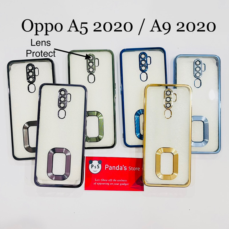 Softcase Oppo A5 2020 / A9 2020 Lens Protector Circle Chrome Logo Clear Case