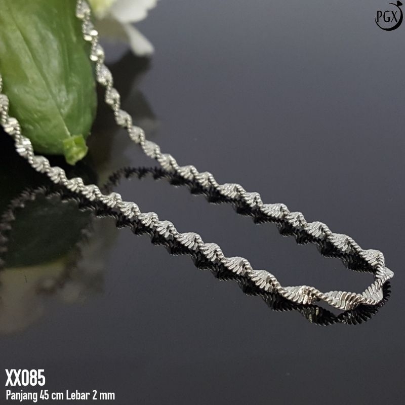 4s Grosir Solo || Kalung Silver Motif Ulir Anti Karat &amp; Luntur cocok Utk Pria &amp; Wanita 100% Bahan Rhodium