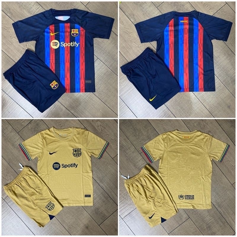 Setelan Bola Anak B A R C A / Jersey Anak Import / Kaos Celana Sepakbola Junior / Kids Set B A R C E L O N A / Pakaian Olahraga Anak