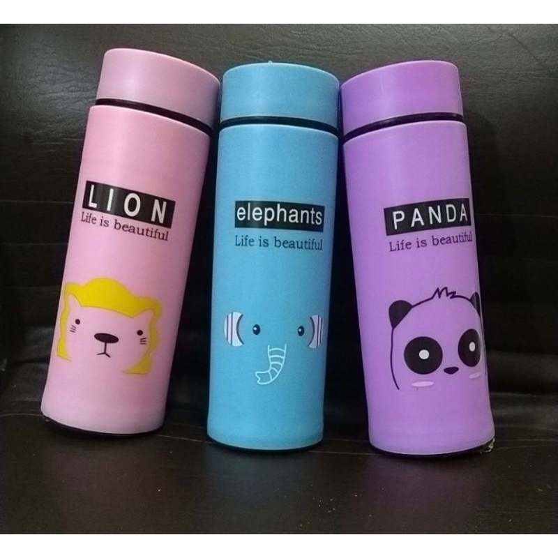 TUMBLER BOTOL KACA 450ml | BOTOL MINUM ANAK KARAKTER | TERMOS KACA ANIMAL 450ml