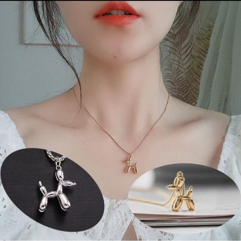 KALUNG MOTIF ANJING GOLD AND SILVER KALUNG LUCU AKSESORIS FASHION IMPORT KALUNG UNIK DOG PENDANT