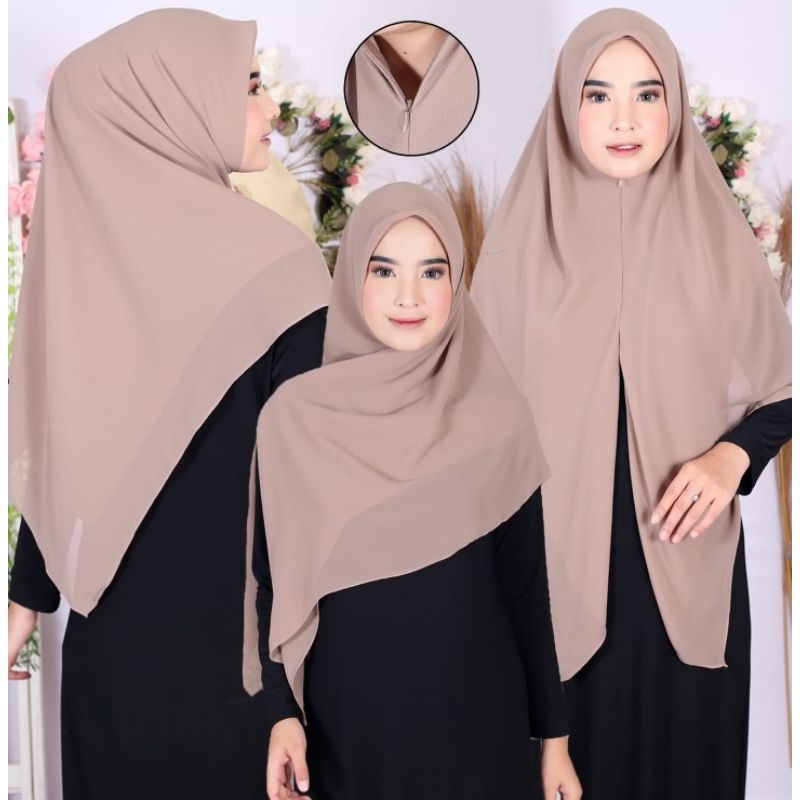 Hijab segi empat instan jumbo ceruty babydoll premium | Segitiga instan resleting