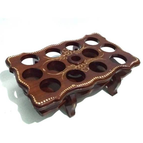 Keranjang Tempat Aqua Gelas Kayu 12 Lubang Model Kotak