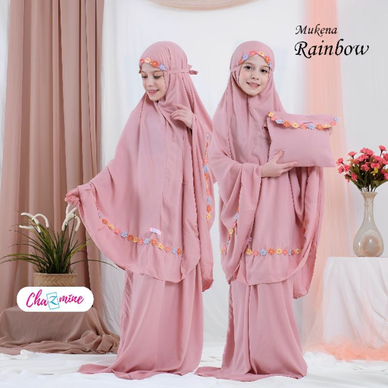 Mukena Anak Model Rainbow Bahan Rayon Premium Mukena Renda Cantik Adem Lembut Free Tas Fashion Musli