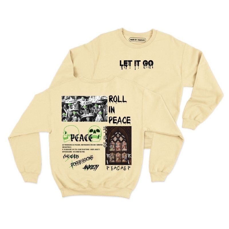 Sweater crewneck Roll in peace (pria &amp; wanita)