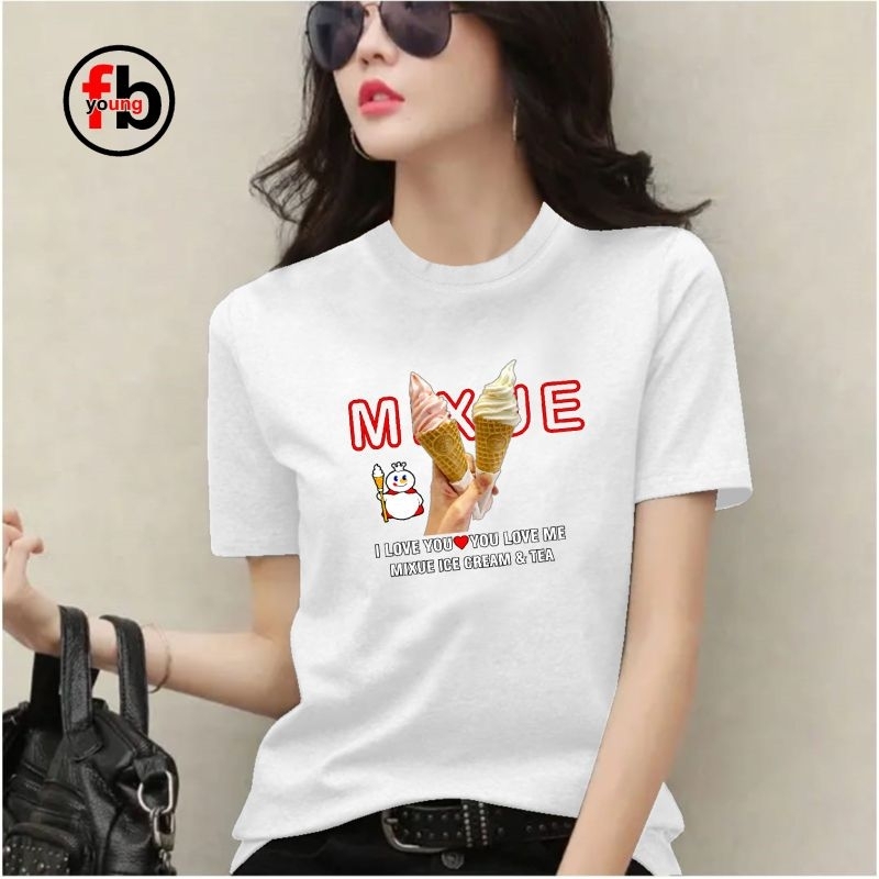 fbyoung kaos distro wanita model motif kekinian lengan pendek