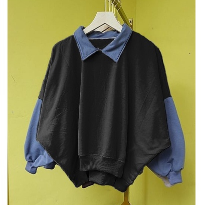 Sweater Oversize - XXXL COLLAR BATWING SWEATER WANITA BIGSIZE - Sweater Polos Oversize