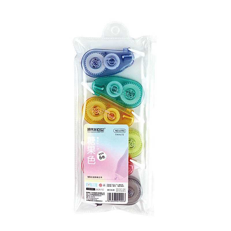 KENSHO Correction Tape Tipex Set Macaroon Candy Colour Aesthetic Isi 6 / Tip-ex Roll Kertas / Tipe-x Kering / Pita Penanda