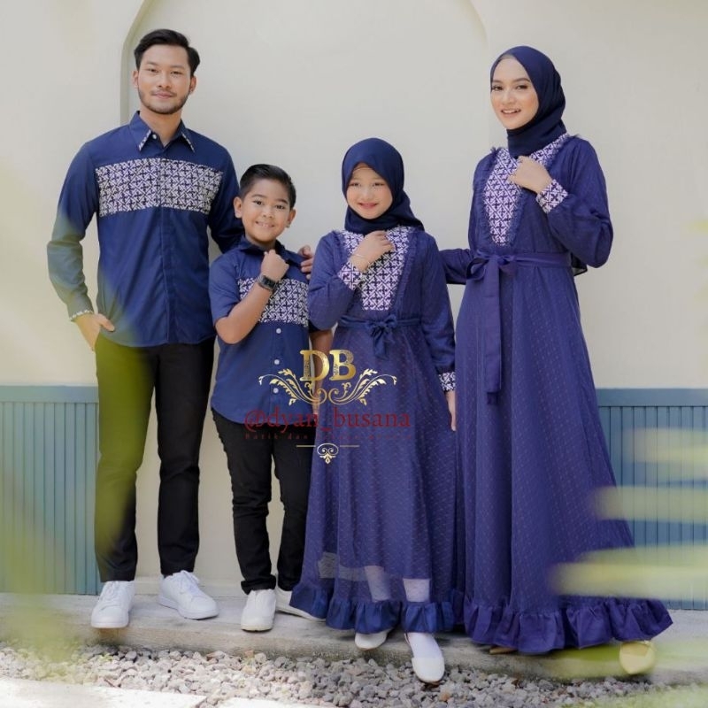 Sarimbit keluarga baju couple keluarga Ayuma Navi / biru dongker