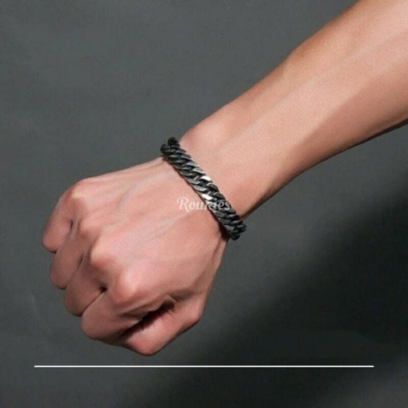 GELANG TANGAN TITANIUM RANTAI HITAM PRIA
